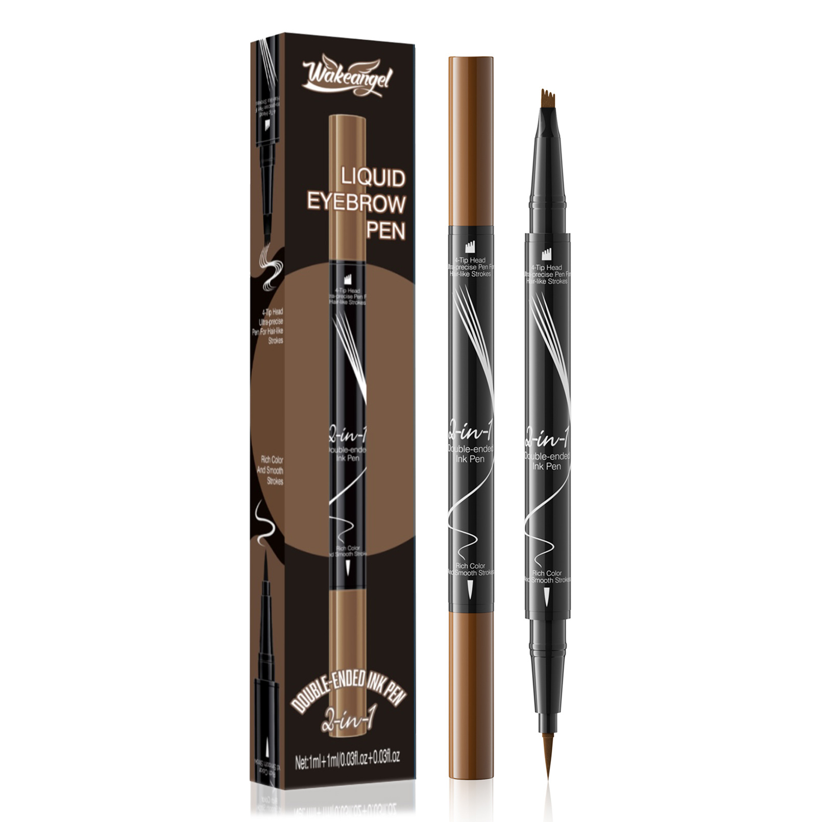 Amazon WakeAngel Four Fork Head Liquid Eyebrow Pen Two-in-One Makeup-Holding Eyebrow Pen Cross-Border Makeup