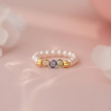 乾佳S925纯银彩珠珍珠戒指新款韩式简约多巴胺夏季清新手饰代发