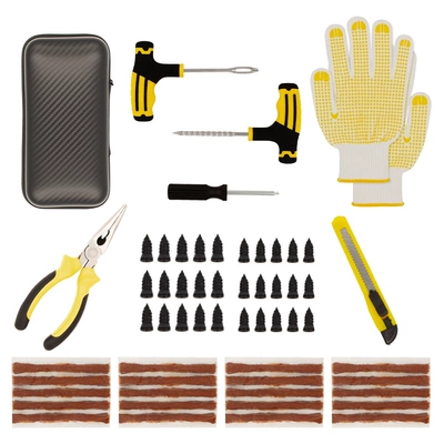 Car Tire Repair Tool Set 58-Piece Set Vacuum Tire Motorcycle Electric Vehicle Tire Repair Strips Tire Repair Tools (Repair kit) - 58pc-tire-repair-tool
