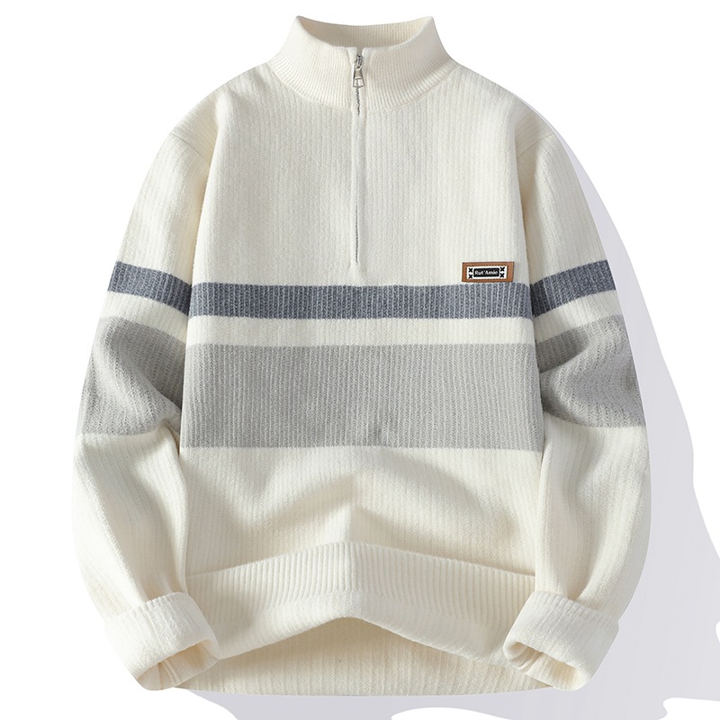 [Amazon Transfronterizo Comercio Exterior Agencia] Otoño e invierno de 2025 promueve suéter casual de punto suelto de semizilera para hombres