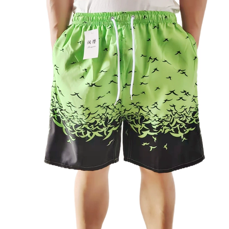 Летние шорты с европейским и американским принтом, тонкие пляжные шорты для мужчин, быстросохнущие большие шорты, мужские шорты для дрифта, повседневные средние брюки.