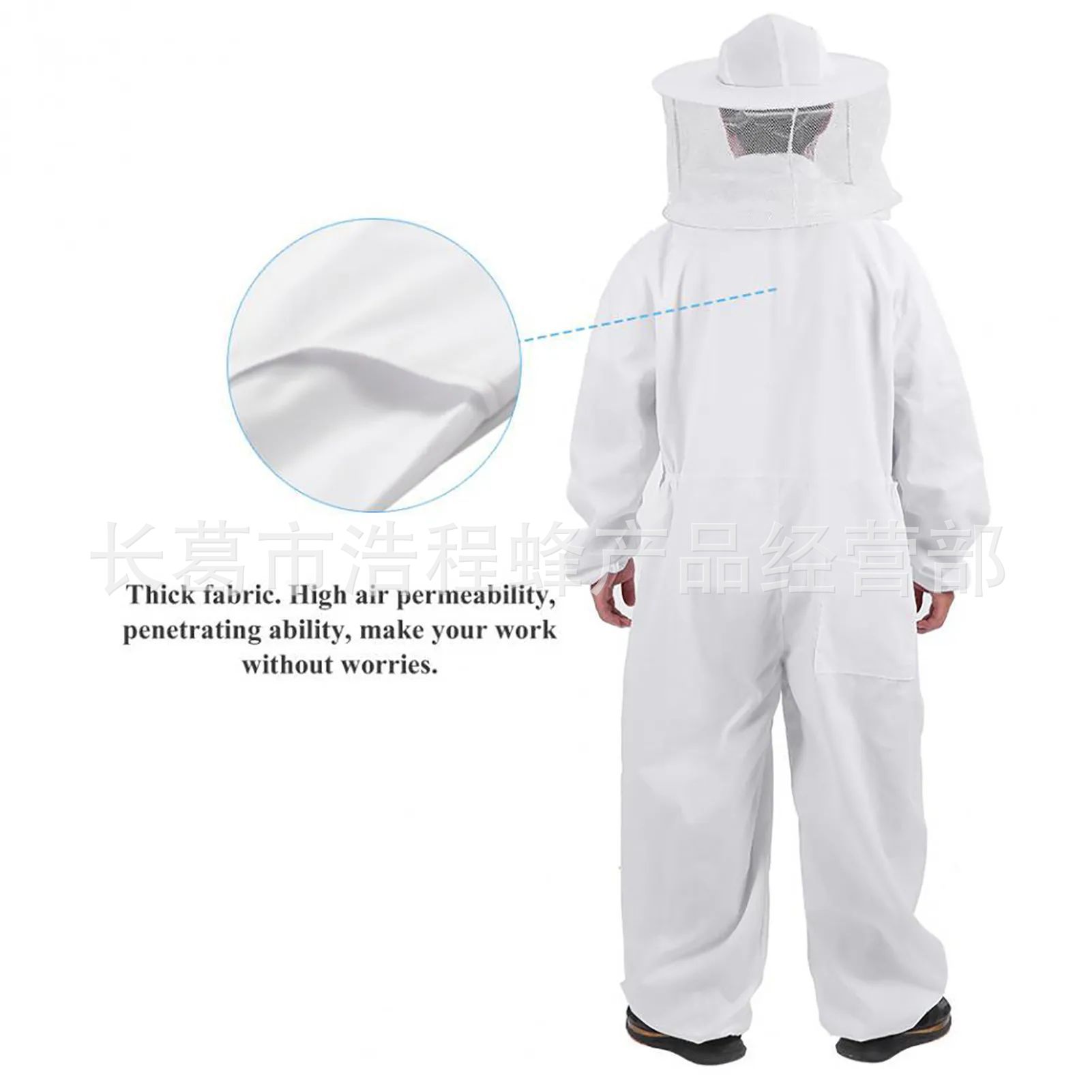 Ropa de apicultura espacio blanco de una pieza ropa de apicultura camuflaje azul marino sombrero redondo guantes de piel de oveja dividida