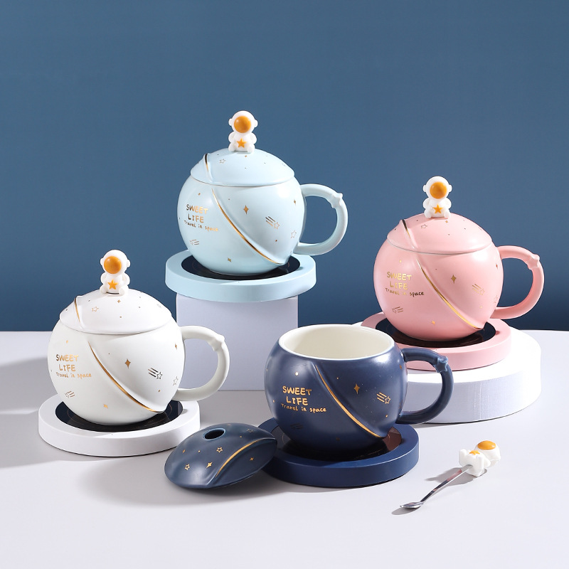 新品公司年会礼品55度恒温杯马克杯星球恒温杯宇航员暖暖杯伴手礼