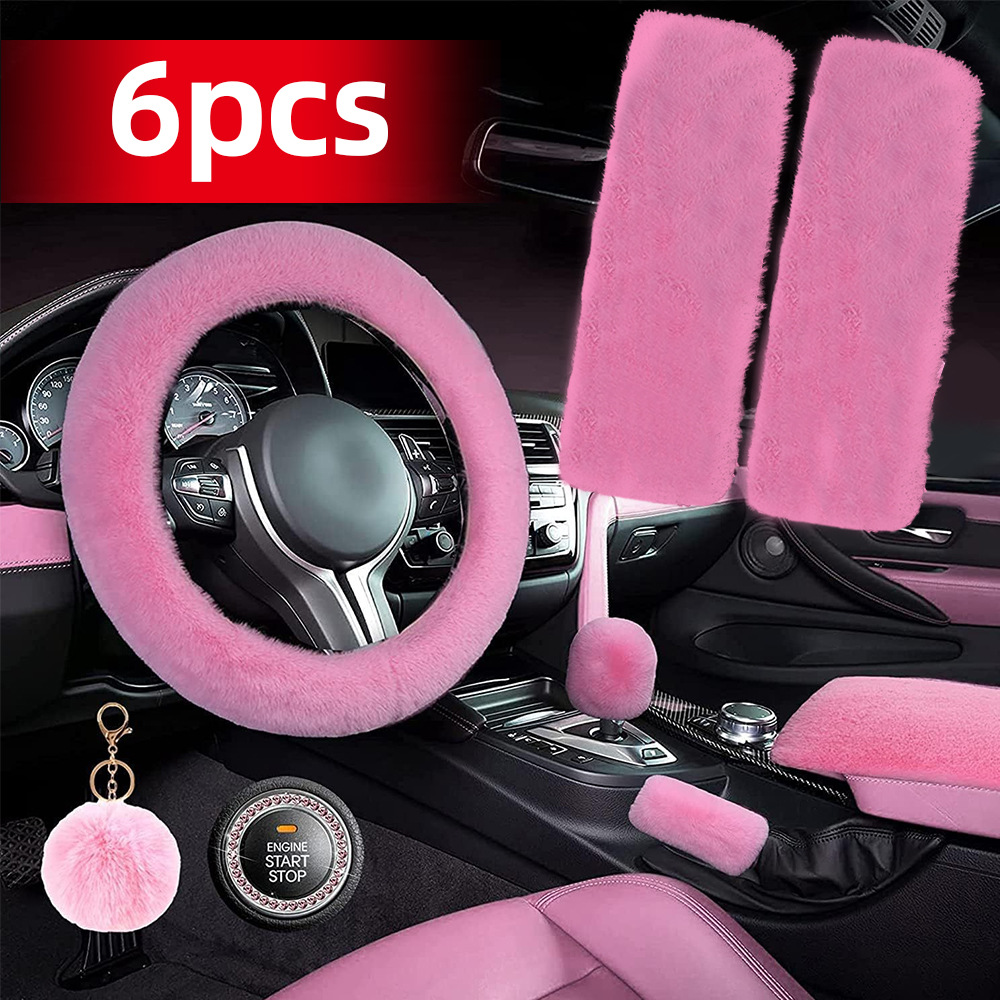 Car steering wheel cover plush high-end sense shoulder pad handbrake cover armrest box pad eight pieces winter cross-border explosion suit