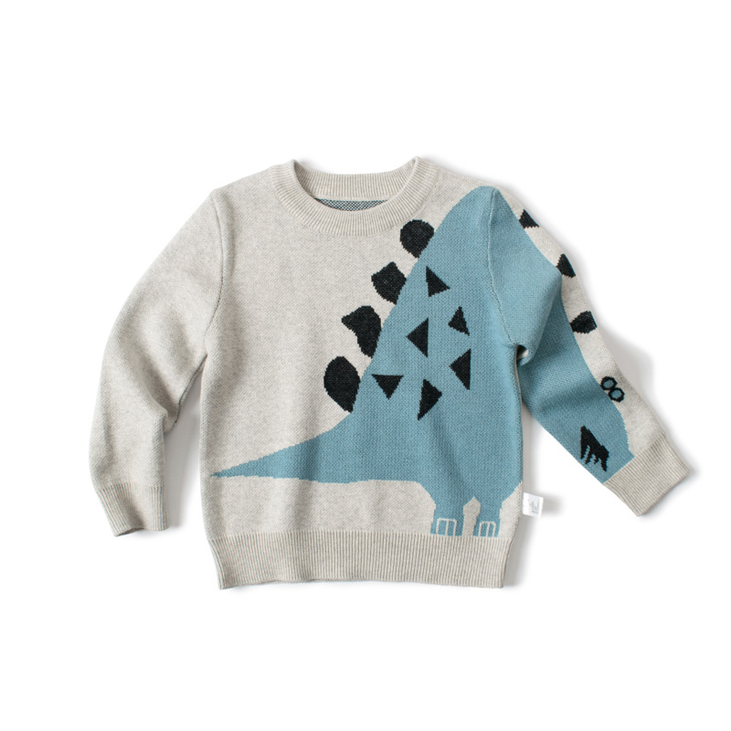Otoño e invierno nuevo suéter de los niños suéter de los hombres suéter dinosaurio algodón estilo coreano ropa de dibujos animados entrega de una sola pieza