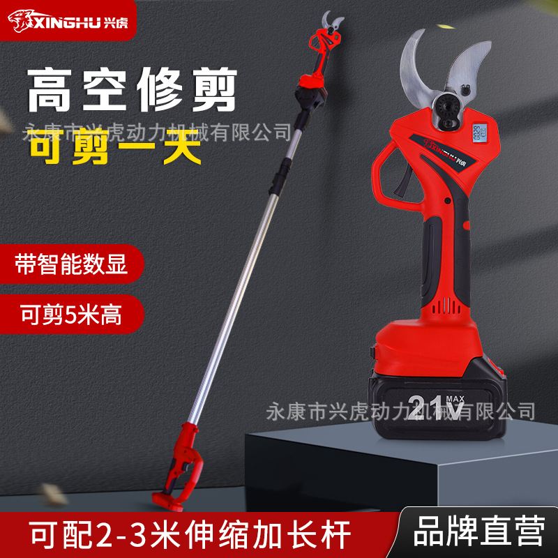 兴虎锂电高枝电动剪刀无刷高空电剪刀伸缩修剪果园树枝剪工厂直营
