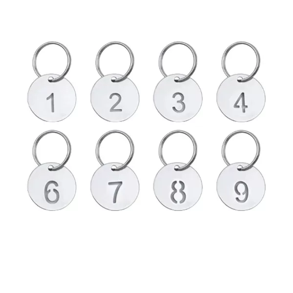 Factory direct stainless steel key card digital round card hollow anti-lost metal commemorative card pendant number card