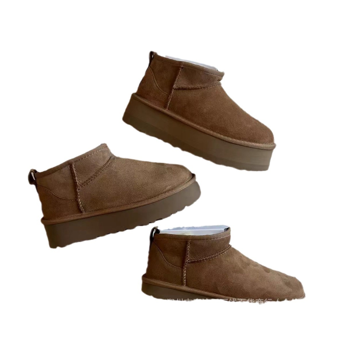 河南桑坡羊皮毛一体厚底スノーブーツ カップル用ローカットミニクラシックWQUUG綿靴
