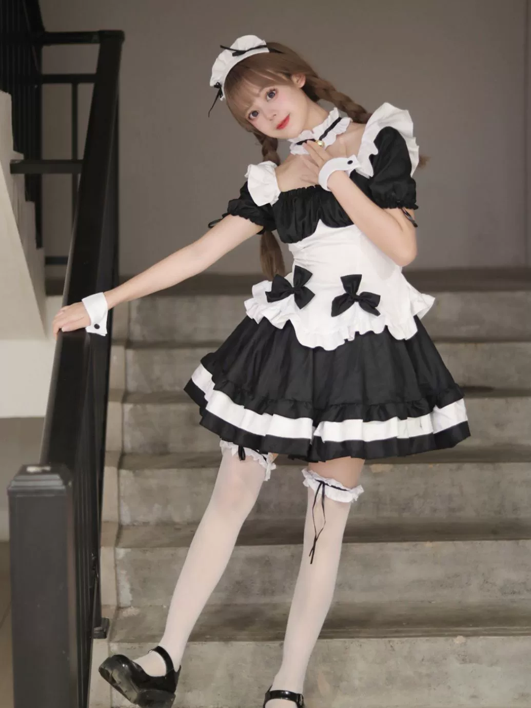 Платье косплей Lolita принцессы, акриловые акценты, черно-белое, верх+юбка+аксессуары, один размер
