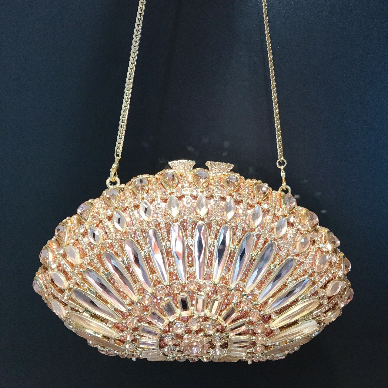 Bolsas de banquete de diamantes de Europa y América bolsas de mano de vidrio tipo bolsas de conchas bolsas de metal transfronterizas bolsas de mujer