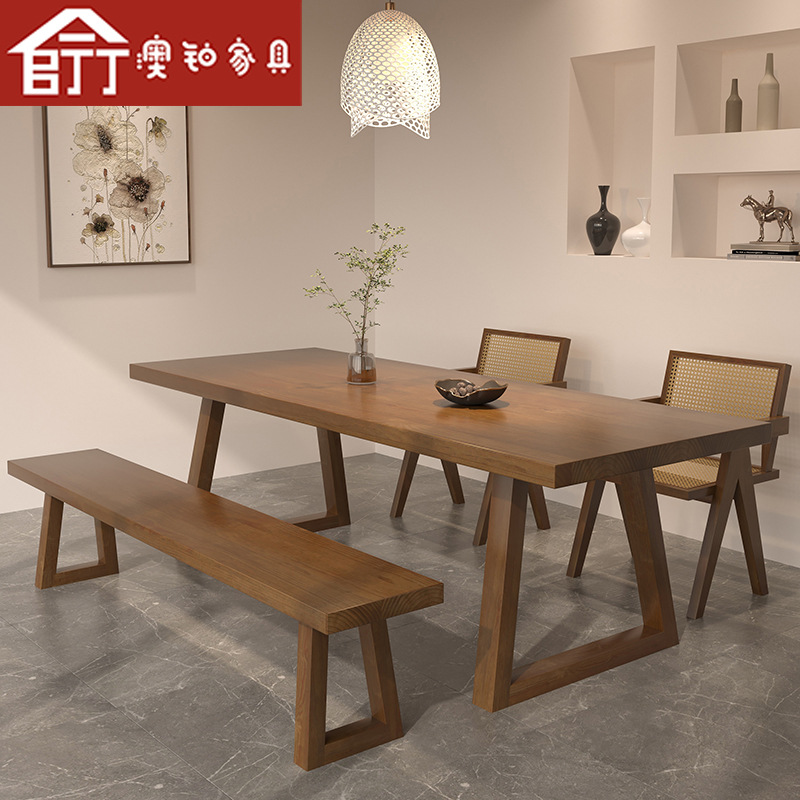 澳鉑現代簡約餐廳桌椅小戶型飯桌家用餐桌實木吃飯桌洽談長桌批發