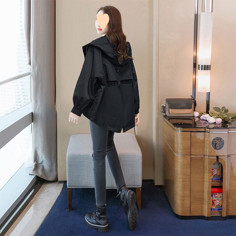 2025年春秋季新款女士连帽冷淡风韩版长袖宽松风衣外套潮流|undefined