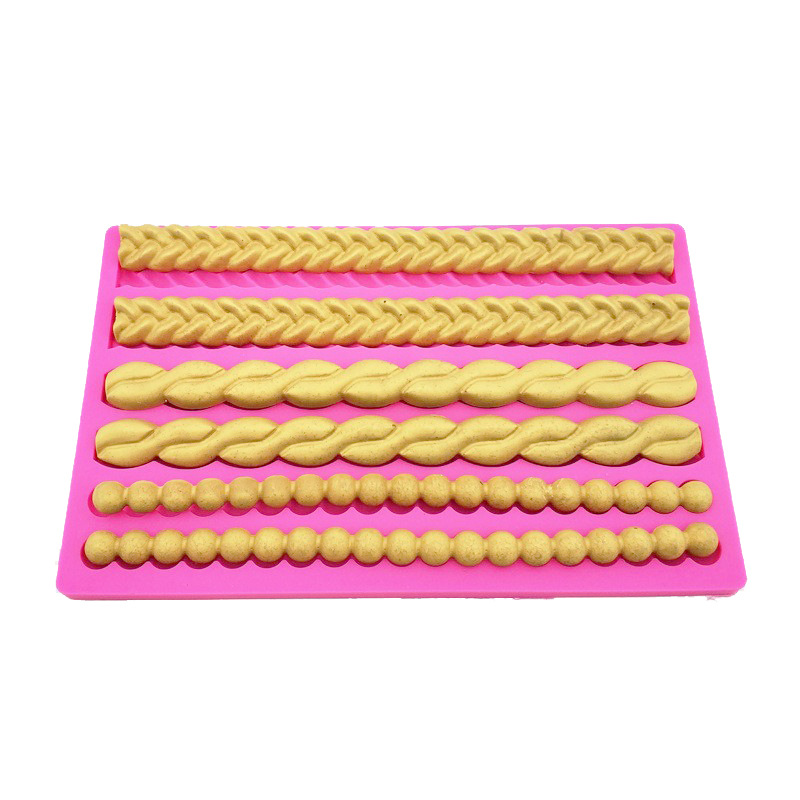 Molde de fondant de silicona Patrón de tejido de perlas Molde de pastel Decoración de borde de pastel Molde de ritmo seco Molde epoxi