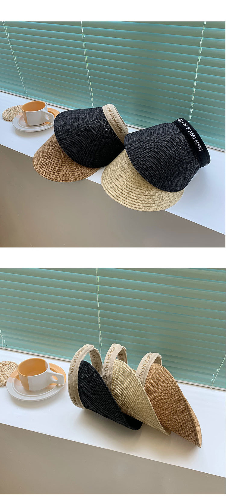 Fashion Sunscreen Straw Hat Simple Letter Sun Hat display picture 3