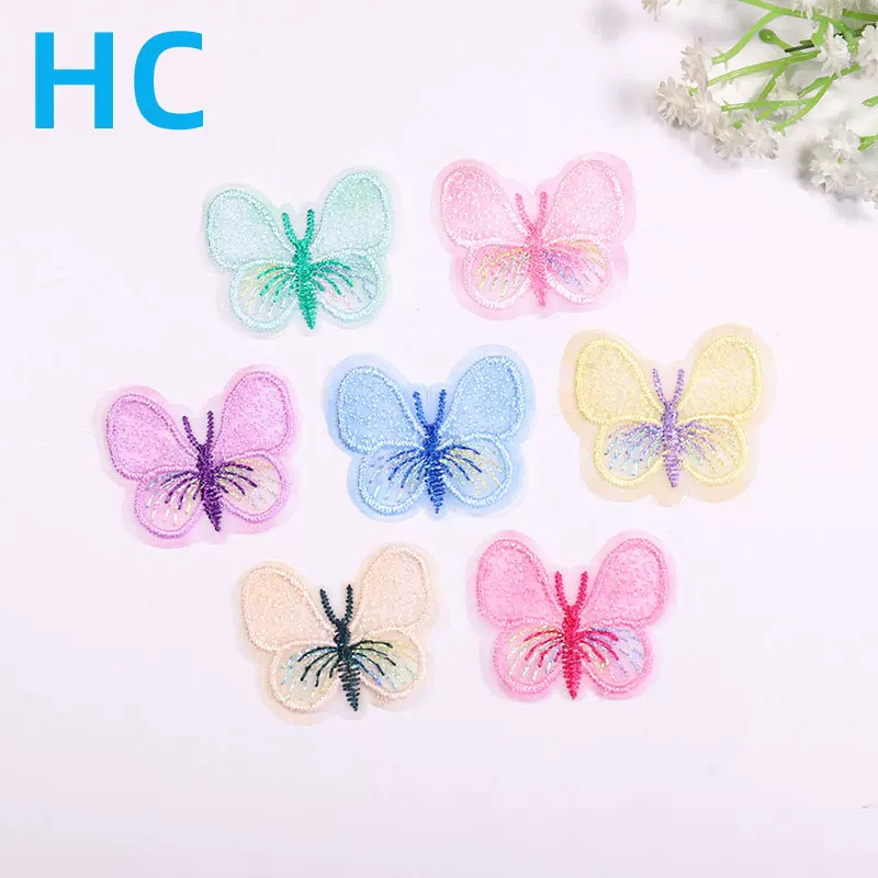 厂家工艺服装箱包鞋裤补丁辅料 华丽精致单层涤纶刺绣蝴蝶布贴