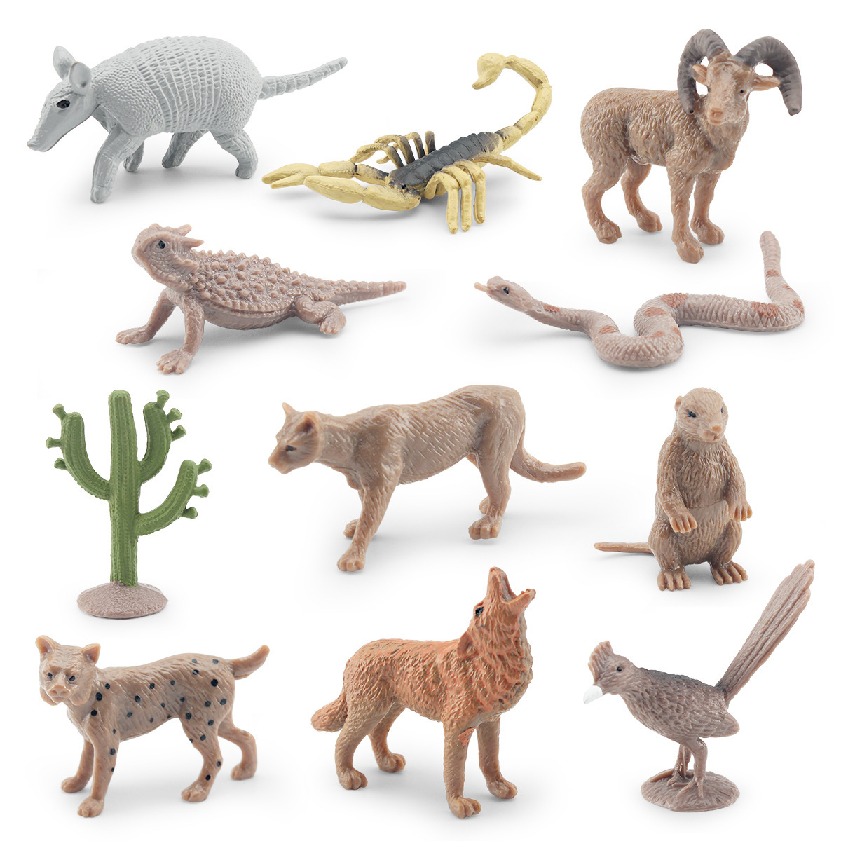 Transfronterizo simulación desierto animal modelo Cougar cascabel cactus Groundhog Coyote escorpión adornos estáticos