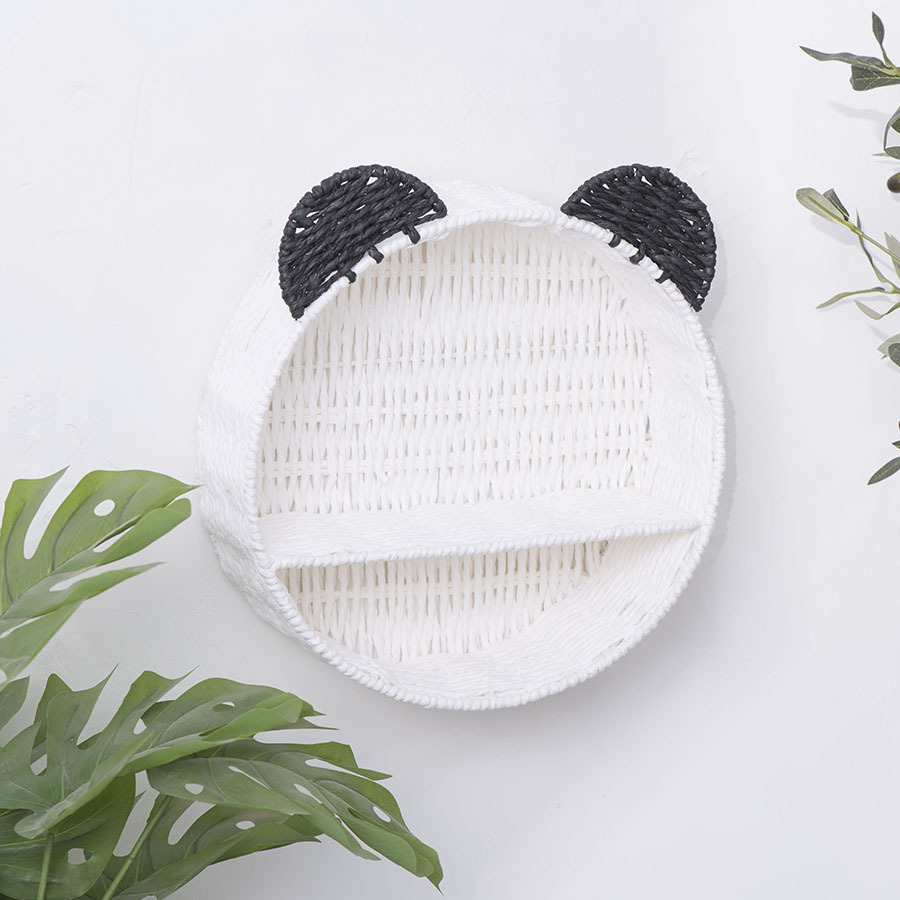 Pandas orejas de caña estante de almacenamiento redondo cesto de almacenamiento dormitorio pared almacenamiento cosmético estante de exhibición de plantas suculentas