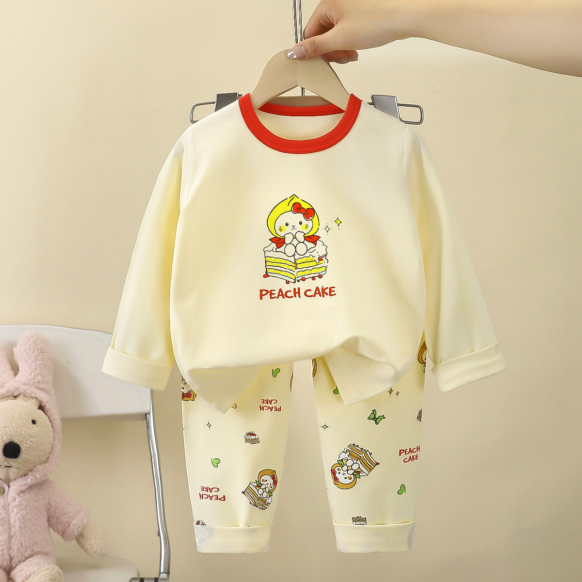 Conjunto de ropa interior infantil para bebé, otoño, nueva ropa de casa para niños, ropa para niñas, pijamas de lycra y algodón, ropa infantil al por mayor