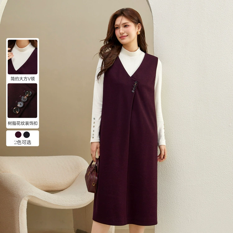 [Корейский чистый холодный ветер дизайн, сложенное платье-жилет] Funny Show большой размер женский толстый мм весенний новый