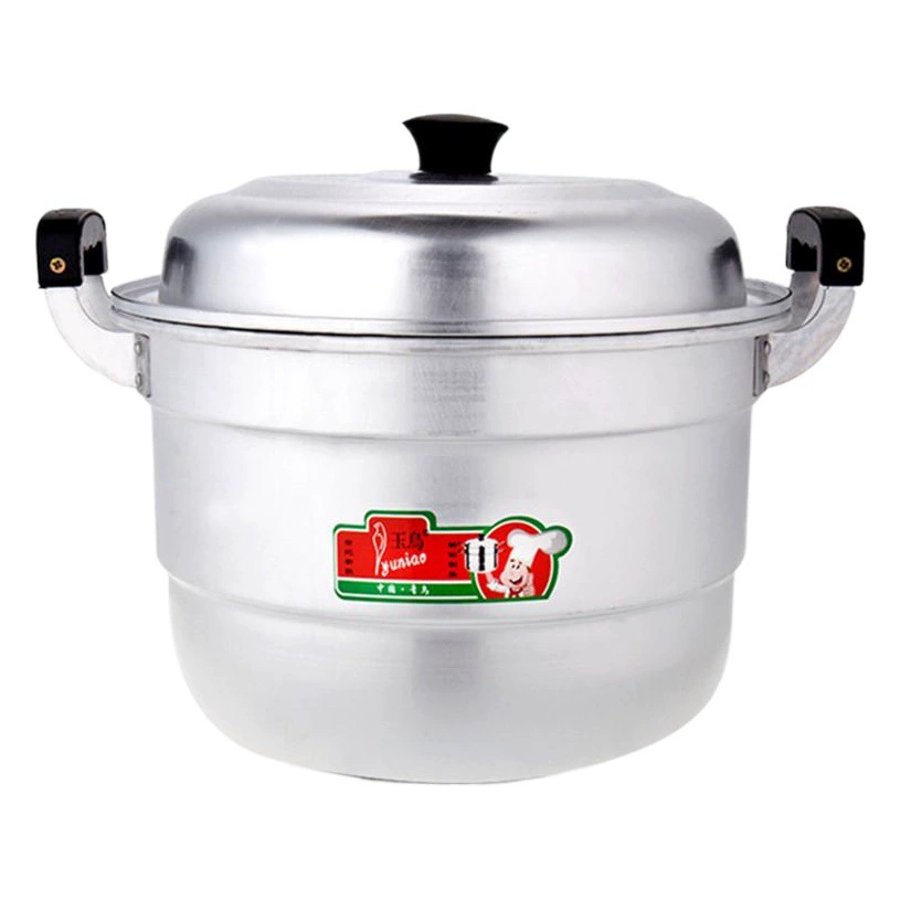 Нефритовая птица Винтажный Алюминиевый горшок Бытовая утолщенная двухслойная алюминиевая Пароварка Алюминиевый суповой горшок Коммерческий кипяченка Алюминиевая Пароварка большой емкости