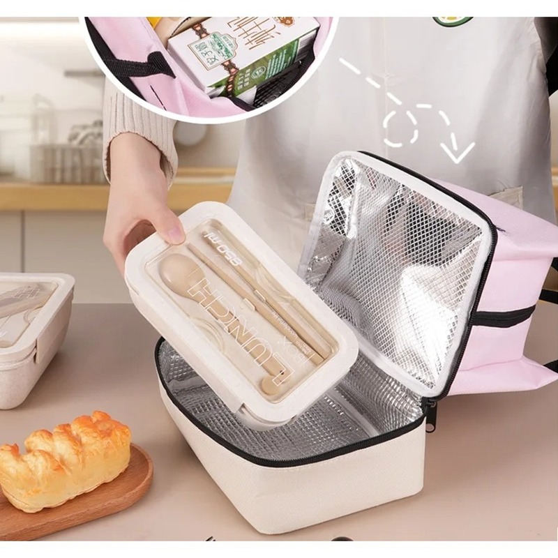 新しいコントラストカラースヌーピープリント二層断熱バッグアイスバッグお出かけランチバッグ|undefined