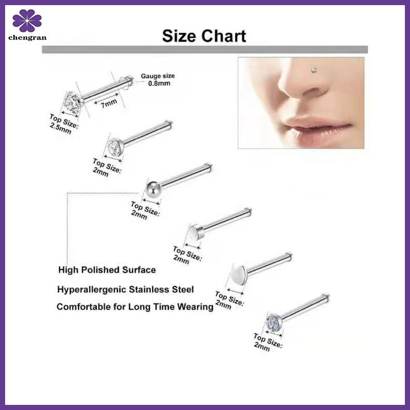 Nose piercing stainless steel, set for men and women, accessory