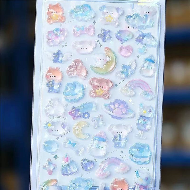 漫画立体フローティング楽しいステッカークリスタルダイヤモンド子供の装飾ステッカー 3D ステッカーかわいいエンボスステッカー女の子|undefined