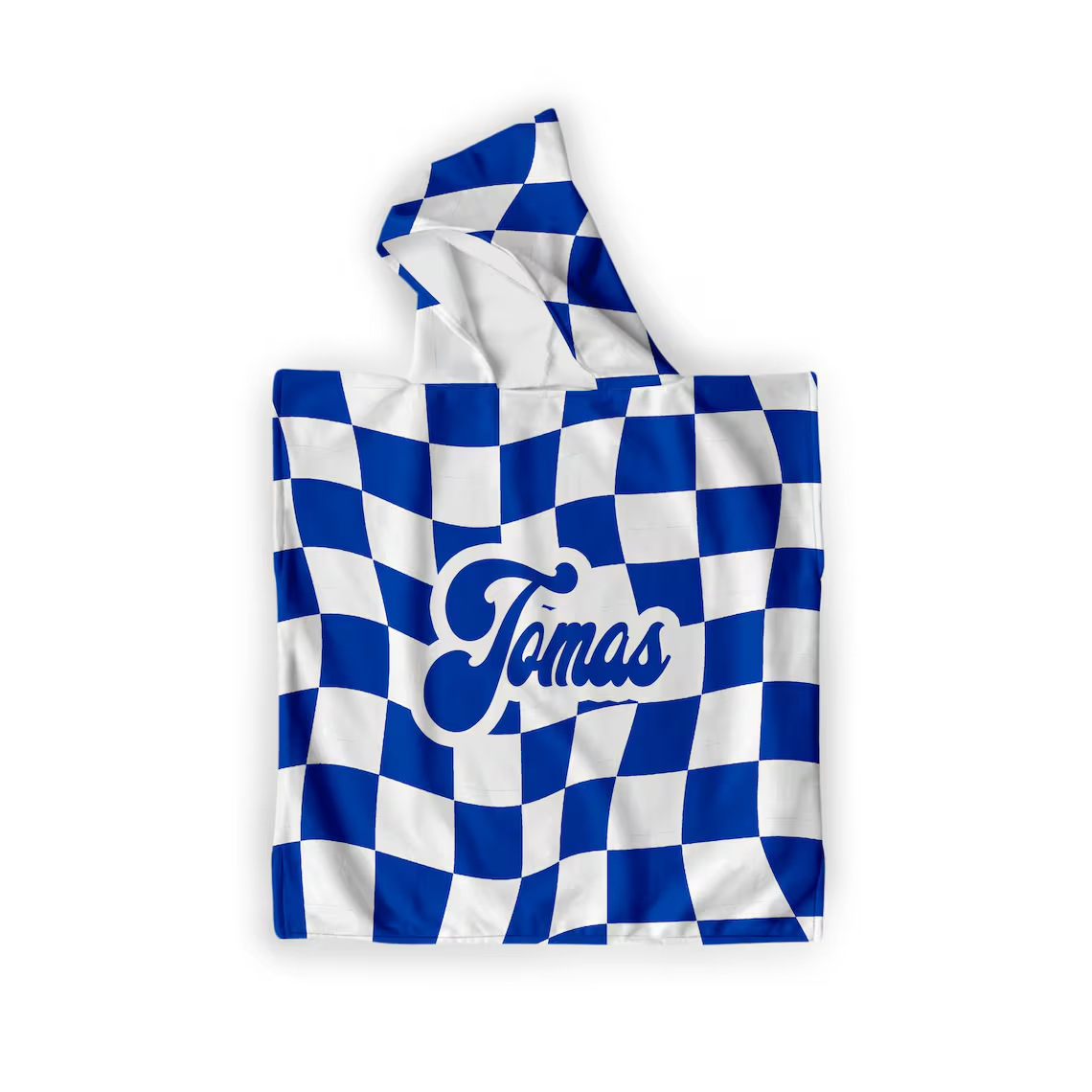 1 pieza de microfibra de alta calidad para niños con toalla de baño encapuchada con nombre impreso con patrón de poncho encapuchado