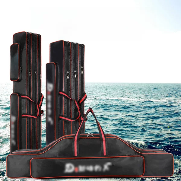 Cross-border wholesale fishing pole bag outdoor fishing gear bag double-layer three-layer sea pole bag fishing supplies fishing belly bag
