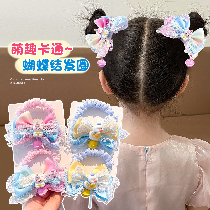 グラデーションレインボーリボンかわいいユニコーン少女立体クリップロリータリトルイエローアヒルベル子供用トップクリップ|undefined