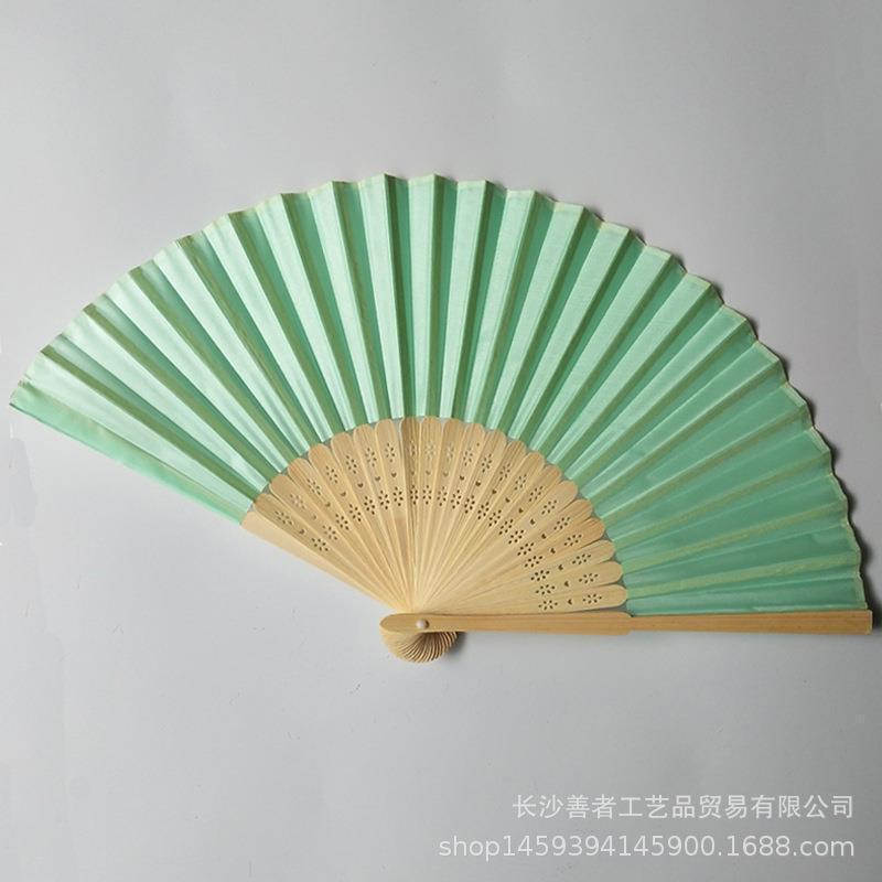 素面婚礼丝扇21CM婚礼布扇绢扇婚礼回礼扇DIY折扇丝印雕刻金色|undefined