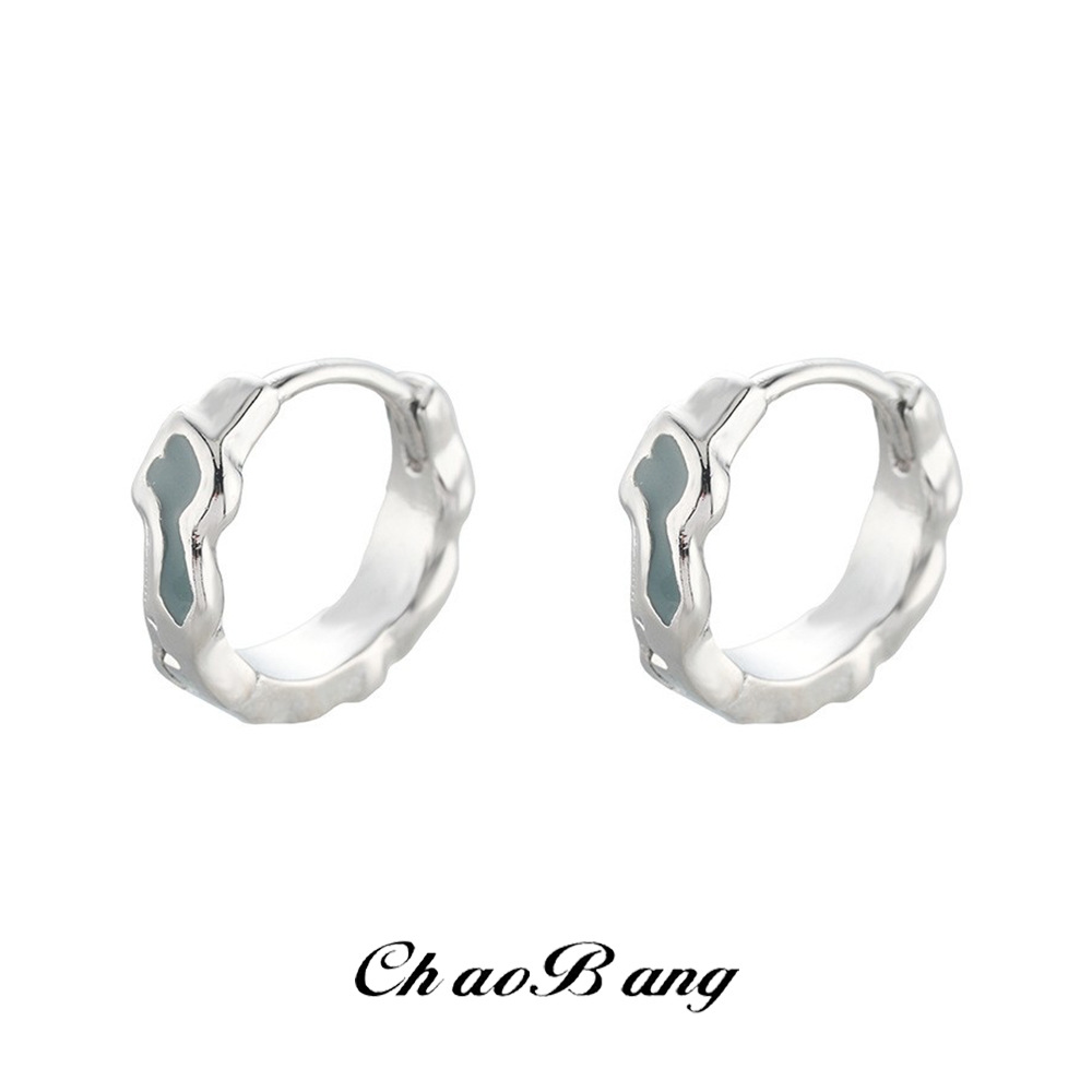 Cross-Border Blue Glacier Earrings for Men, High-End, Versatile, Niche, Simple Ear Cuffs for Women, Trendy, Fashionable, and Unique Ear Accessories