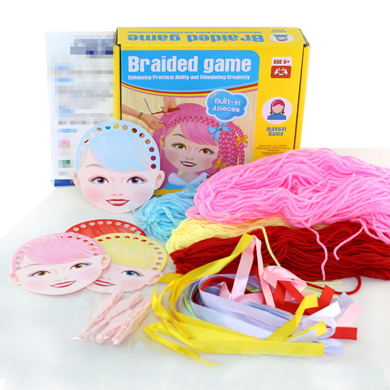 Renbo toy girl braid hair tie play house hand-eye coordination early education weaving children's desktop game