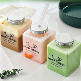 Manufacturer Direct Supply Creative Milk Tea Plastic Bottles Transparent Trendy Disposable Plastic Cups for Takeout Beverage Cups for Street Vending