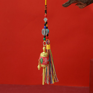 Alloy Painted Prayer Wheel Xizang Small Drum Prayer Wheel Tantric Pendant Car Bag Pendant Source Manufacturer Wholesale