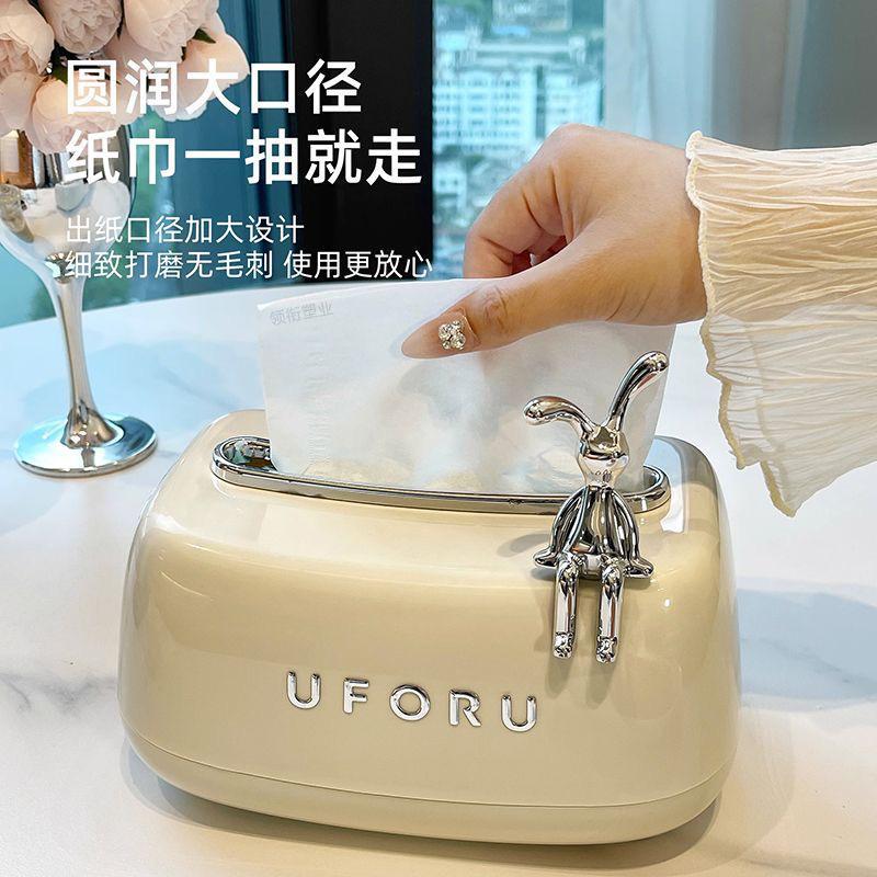 INS estilo Luz de lujo caja de pañuelos de primavera crema Conejo caja de pañuelos de escritorio sala de estar mesa de café caja de almacenamiento de alto valor de color