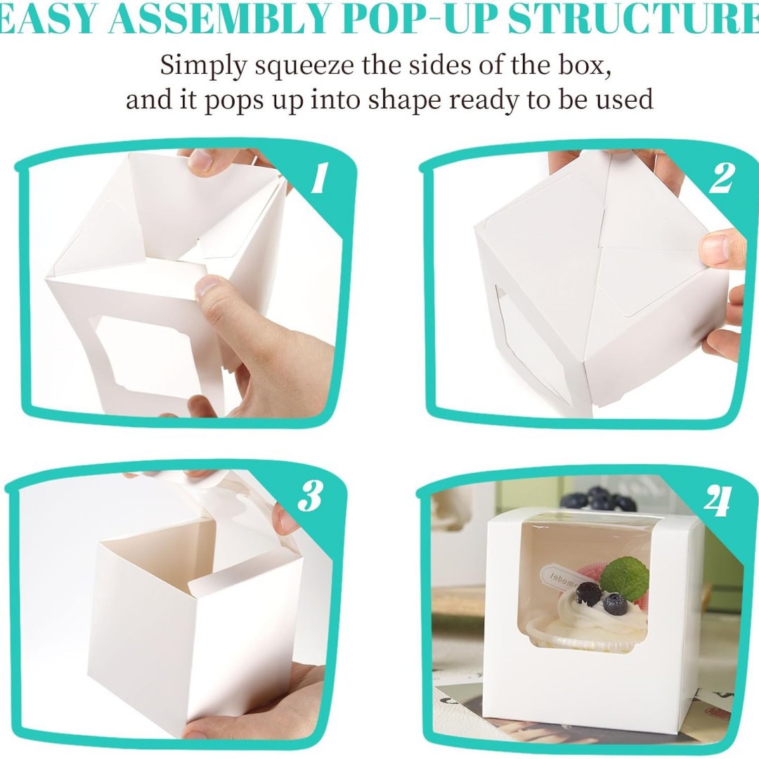 Caja de tazas de papel portátil 1 caja de brownie caja de muffins de piel de vaca caja de tarta caja de tarta caja de embalaje de nieve