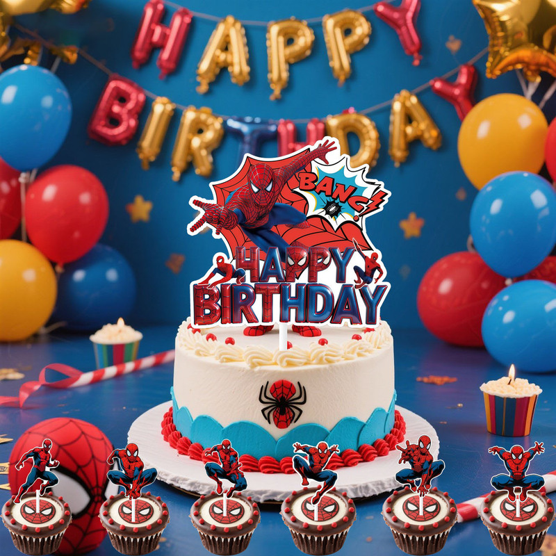 Cross-Border Spider Cake Decoration Party Theme Supplies, Toppers, Flags, and Series of Decorations
