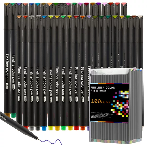 Cross-Border Spot Colorful Hook Line Pen Student Sketch Painting Quick-Drying Stroke Water-Based Drawing Pen 60 Colorful Set