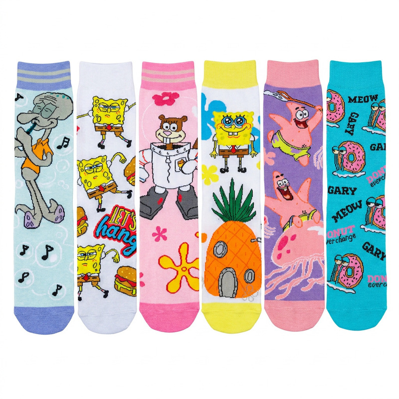 Men's four-season anime cotton socks, popular export-style socks, SpongeBob SquarePants socks, and Patrick Star socks for women, mid-calf length Men's four-season anime cotton socks, popular export-style socks, SpongeBob SquarePants socks, and Patrick Star socks for women, mid-calf length