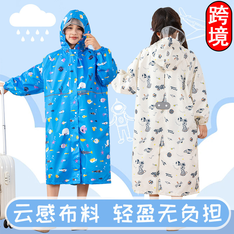 Japanese and Korean Cross-Border Children's Raincoat Cartoon Spring Yarn Lightweight Durable Eco-Friendly Student Long Waterproof Baby Rain Poncho Factory