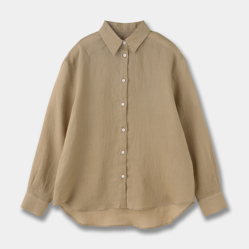 Xiaohe 25 秋の新薄いラミー無地シャツ女性の多用途長袖トップ 1251C2156902|undefined