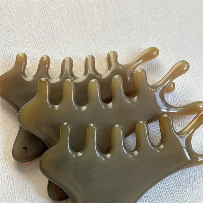 Yak Horn Massage Comb Four in One Head Scalp Meridian Comb for Wellness Massage 7x11 cm quality and texture