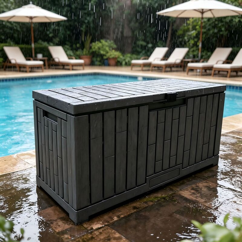 Deck storage box, outdoor dustproof storage box, courtyard garden camping organizing and storage tool, moisture-proof storage box