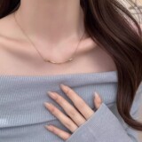 Южнокорейский товар, ожерелье, цепочка до ключиц из нержавеющей стали, геометричный аксессуар, золото 750 пробы