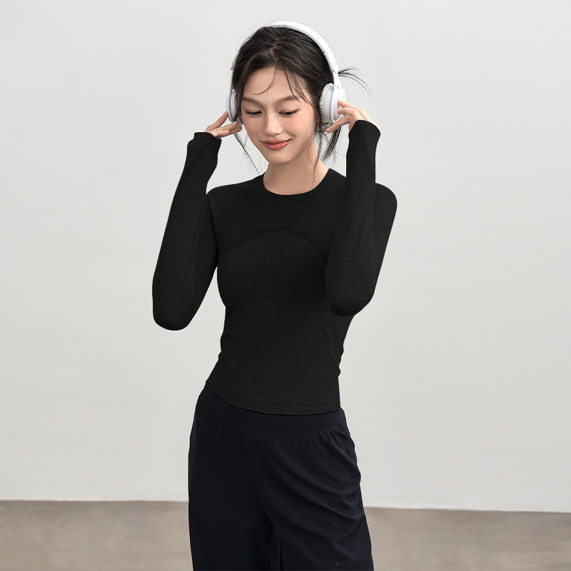 Autumn and Winter New Sports Long-Sleeved Round Neck Quick-Drying Running Training Fitness Pilates Tops Yoga Wear T-Shirts for Women