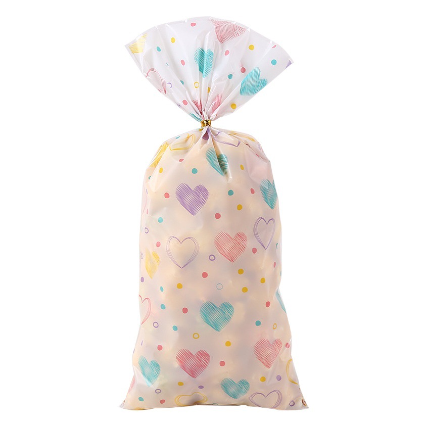 Bolsa de embalaje de dulces OPP serie de bolsillo plano de San Valentín amor impresión en color chica bolsa de corazón bolsa de embalaje de algodón de azúcar