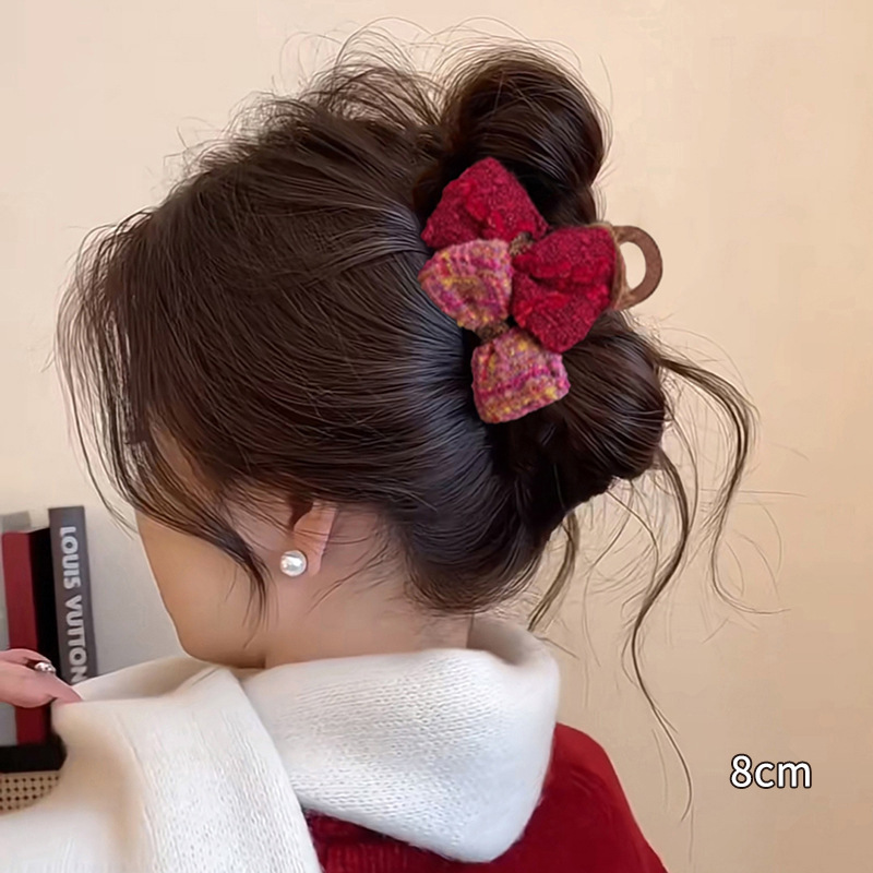 Otoño y invierno curry clip de agarre de cabeza grande clip de cabello tocado clip de tiburón 2025 nuevo peludo de gama alta agarre de cabello