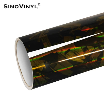 Automotive Film, Interior Decoration - 15217-m-pet-laser-flower-carbon-gold