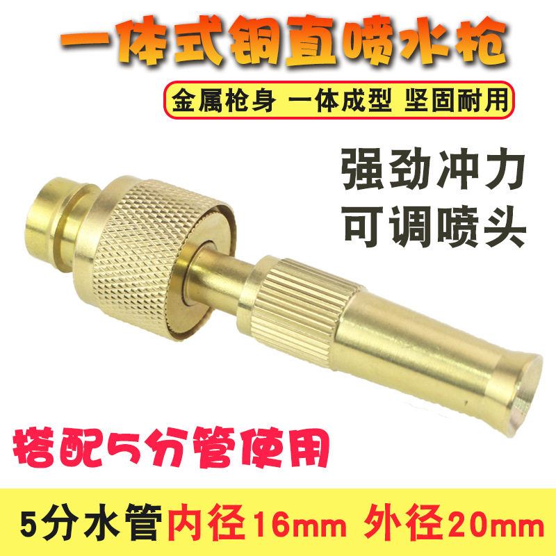 网状五分口全铜直喷式水枪高压洗车水枪家用养浇花直插型喷头花洒